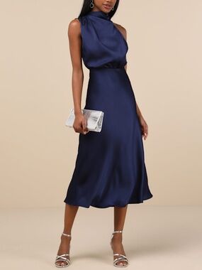 lulus reinette black midi dress Navy Blue Midi Dress | Womens | X-Small (Available in S, M, L) | 100% Polyester | Lulus Exclusive | Cocktail Dresses | Homecoming